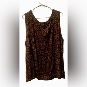 Leopard print tank with bead trim, size 3X